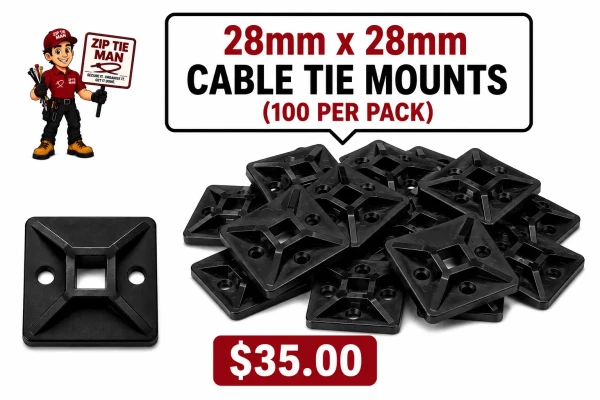 28mm x 28mm Cable Tie Mounts 100pcs